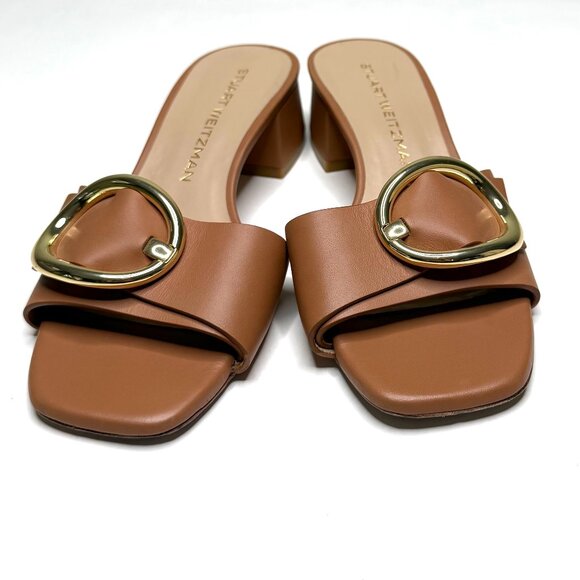 Stuart Weitzman Benni Leather Sandal Slide in Tan Size 6 - Picture 9 of 10